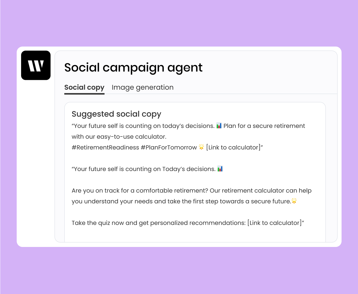 Generate copy and images